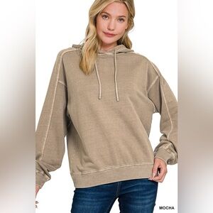 Zenana French Terry Pigment Dye & Enzyme Washing Hoodie